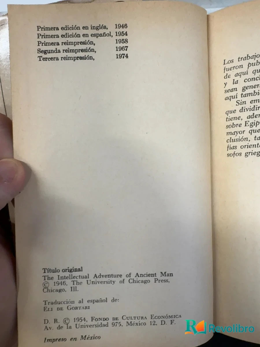 Foto 4 de El pensamiento prefilosófico de H. y H. A. Frankfort, libro de segunda mano