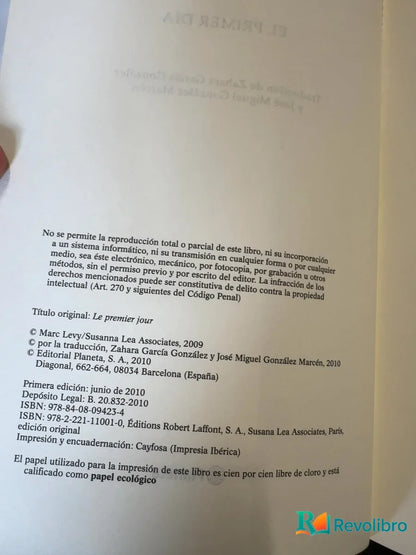 Foto 3 de El primer día - 1ª edición de Marc Levy, libro de segunda mano