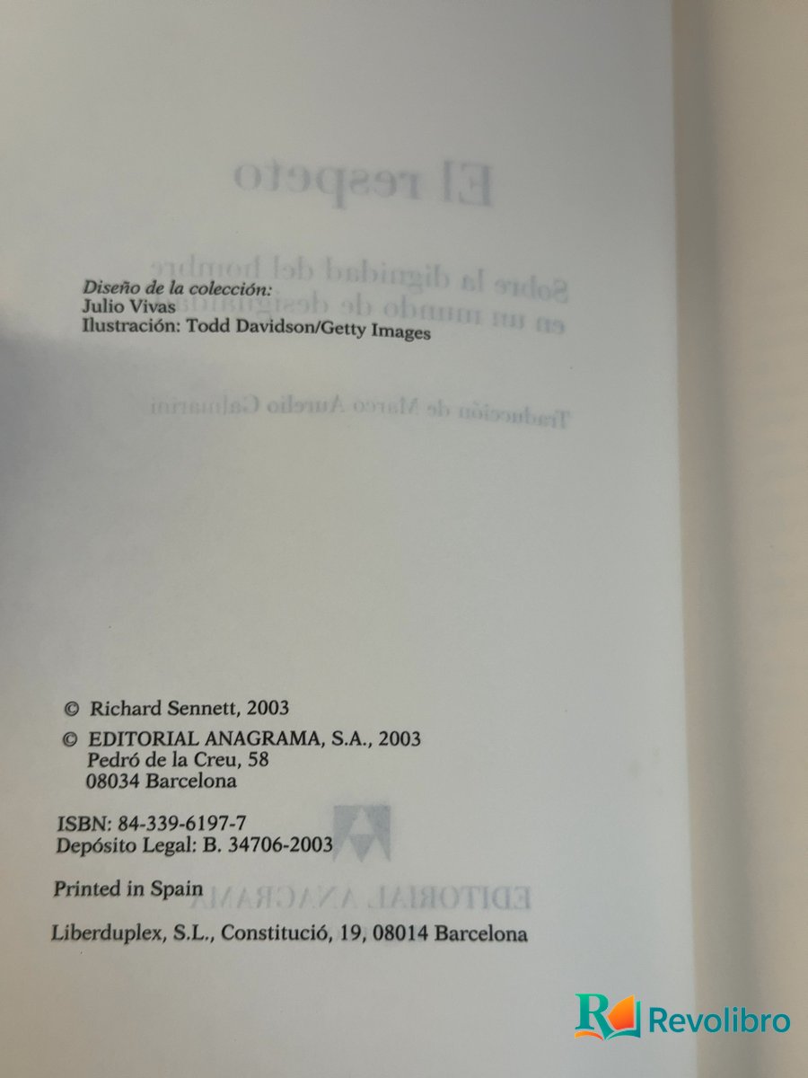 Foto 3 de El respeto - 1ª edición de Richard Sennett, libro de segunda mano