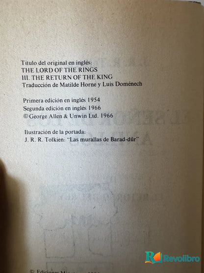 Foto 2 de El Señor de los Anillos III de J.R.R. Tolkien, libro de segunda mano