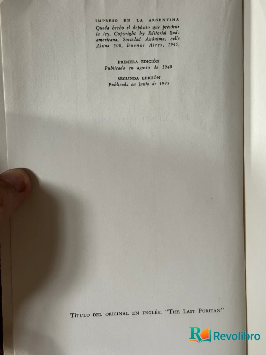 Foto 2 de El Ultimo Puritano de C. Sanzayana, libro de segunda mano