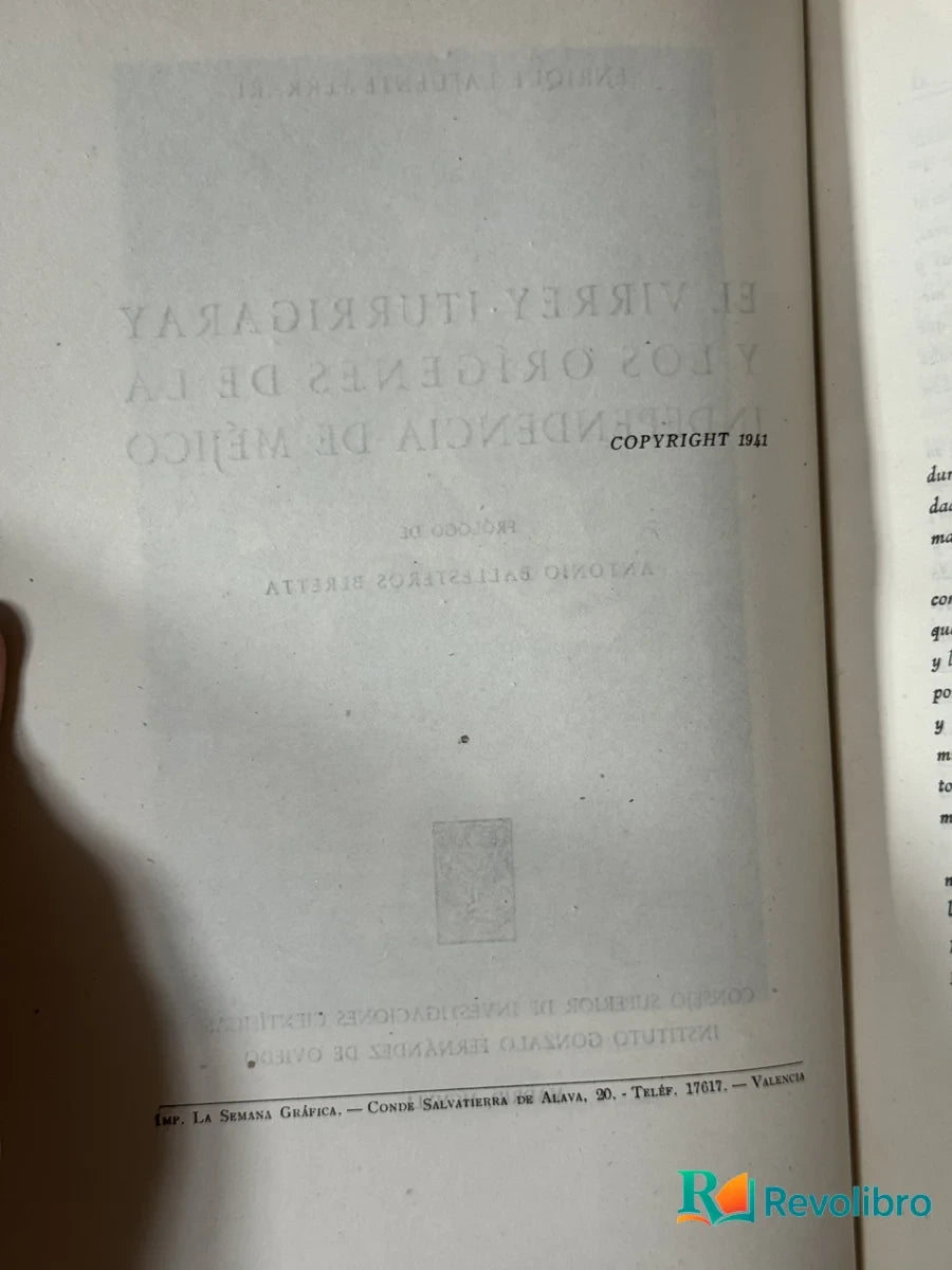 Foto 2 de El Virrey Iturrigaray y los Orígenes de la Independencia de Méjico de Enrique Lafuente Ferrari, libro de segunda mano