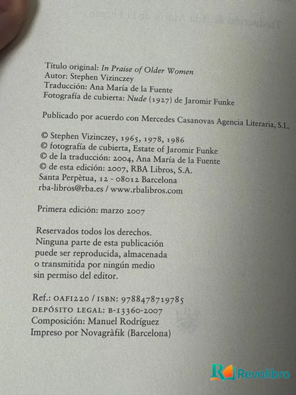 Foto 2 de En brazos de la mujer madura de Stephen Vizinczey, libro de segunda mano