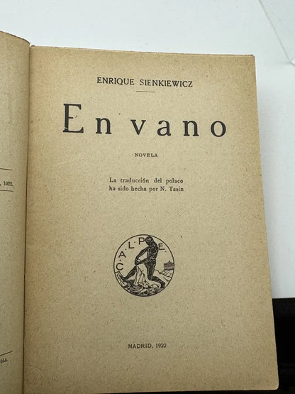 Foto 2 de En vano de Enrique Sienkiewicz, libro de segunda mano