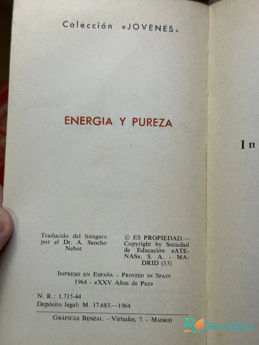 Foto 2 de Energía y Pureza de Mons. T. Tóth, libro de segunda mano
