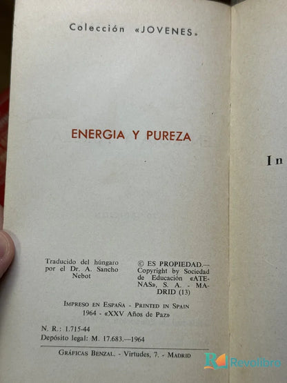 Foto 2 de Energía y Pureza de Mons. T. Tóth, libro de segunda mano