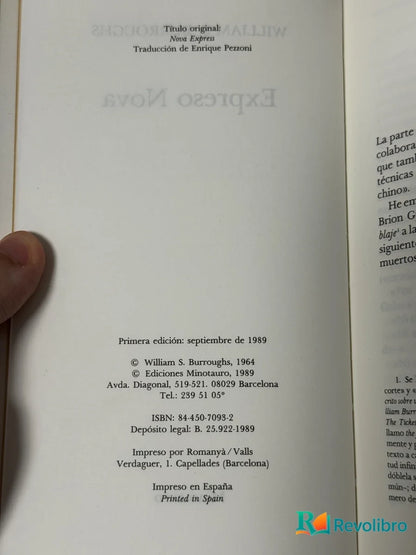 Foto 2 de Expreso Nova de William S. Burroughs, libro de segunda mano