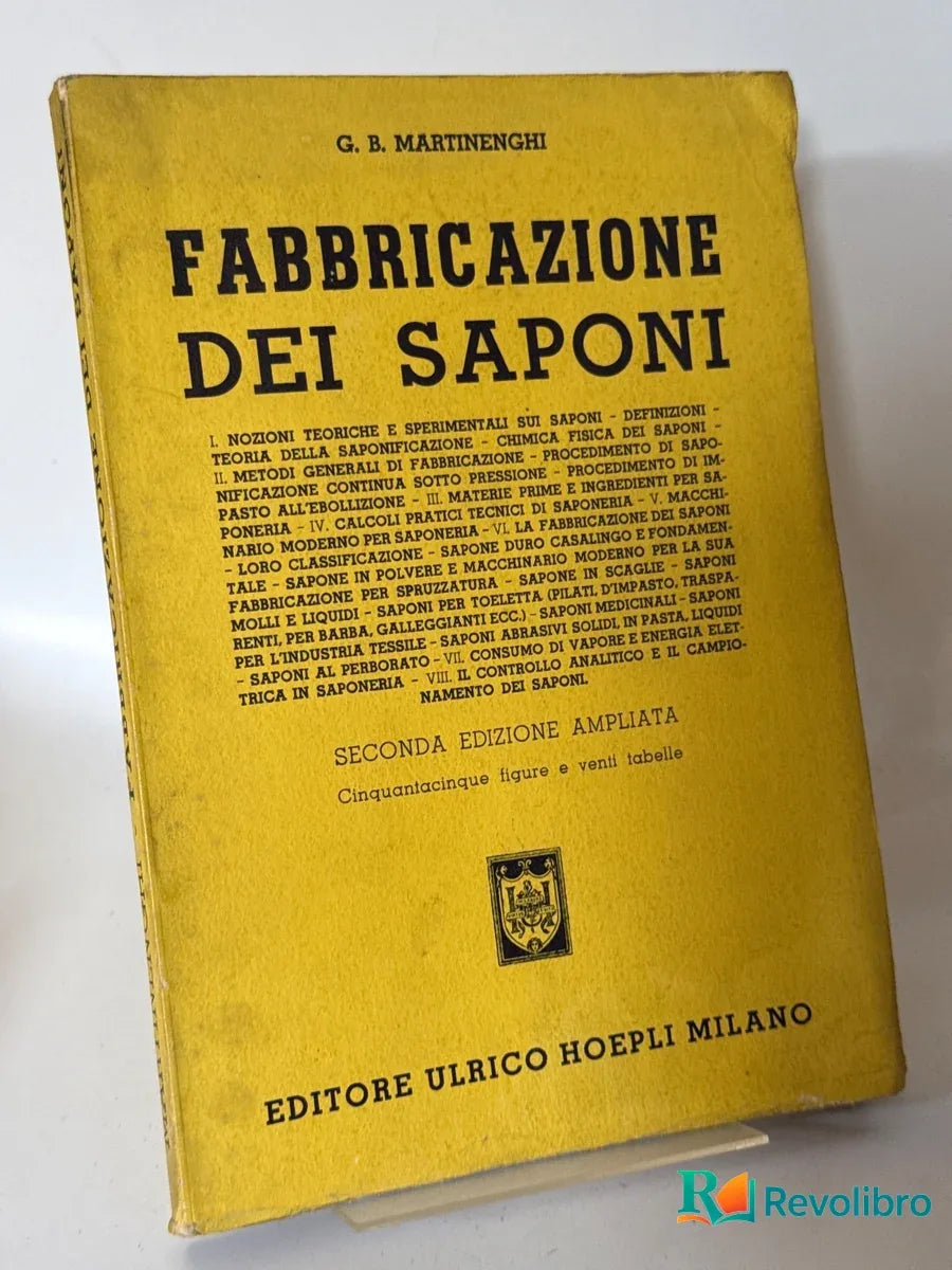 Portada de Fabbricazione dei saponi de G. B. Martinenghi, libro de segunda mano