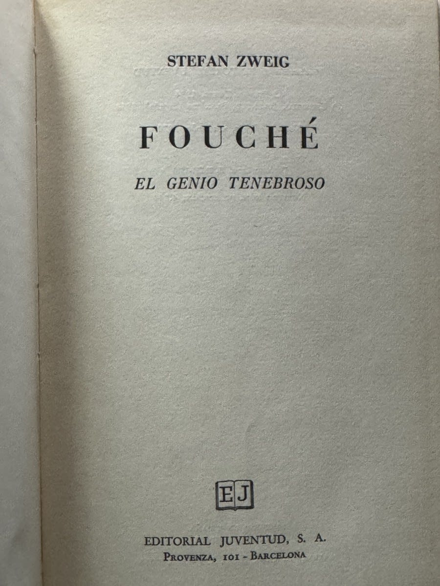Portada de Fouché, el genio tenebroso - Stefan Zweig de Stefan Zweig, libro de segunda mano
