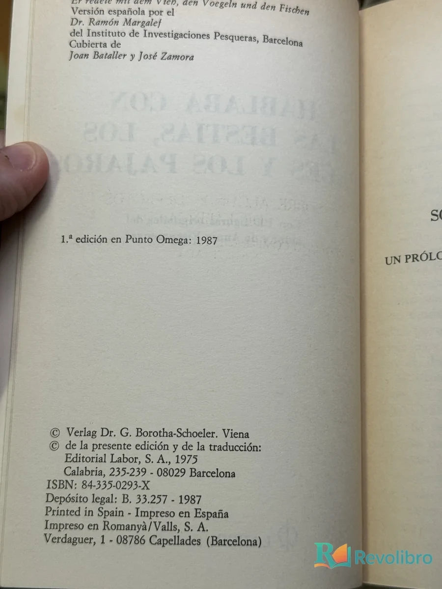 Foto 2 de Hablaba con las bestias, los peces y los pájaros de Konrad Lorenz, libro de segunda mano