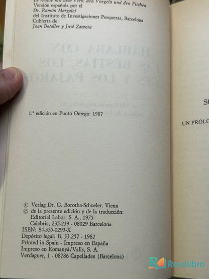 Foto 2 de Hablaba con las bestias, los peces y los pájaros de Konrad Lorenz, libro de segunda mano