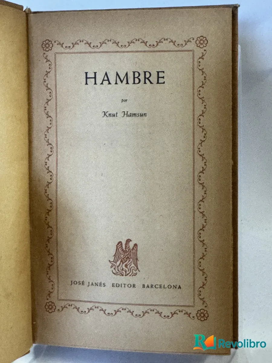 Portada de Hambre de Knut Hamsun, libro de segunda mano