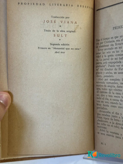 Foto 2 de Hambre de Knut Hamsun, libro de segunda mano