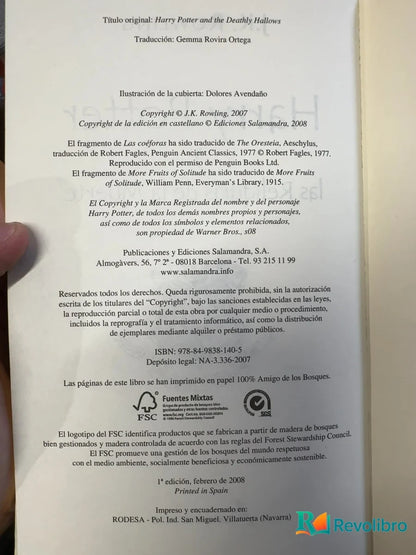 Foto 3 de Harry Potter y las reliquias de la muerte - 1ª edición de J. K. Rowling, libro de segunda mano