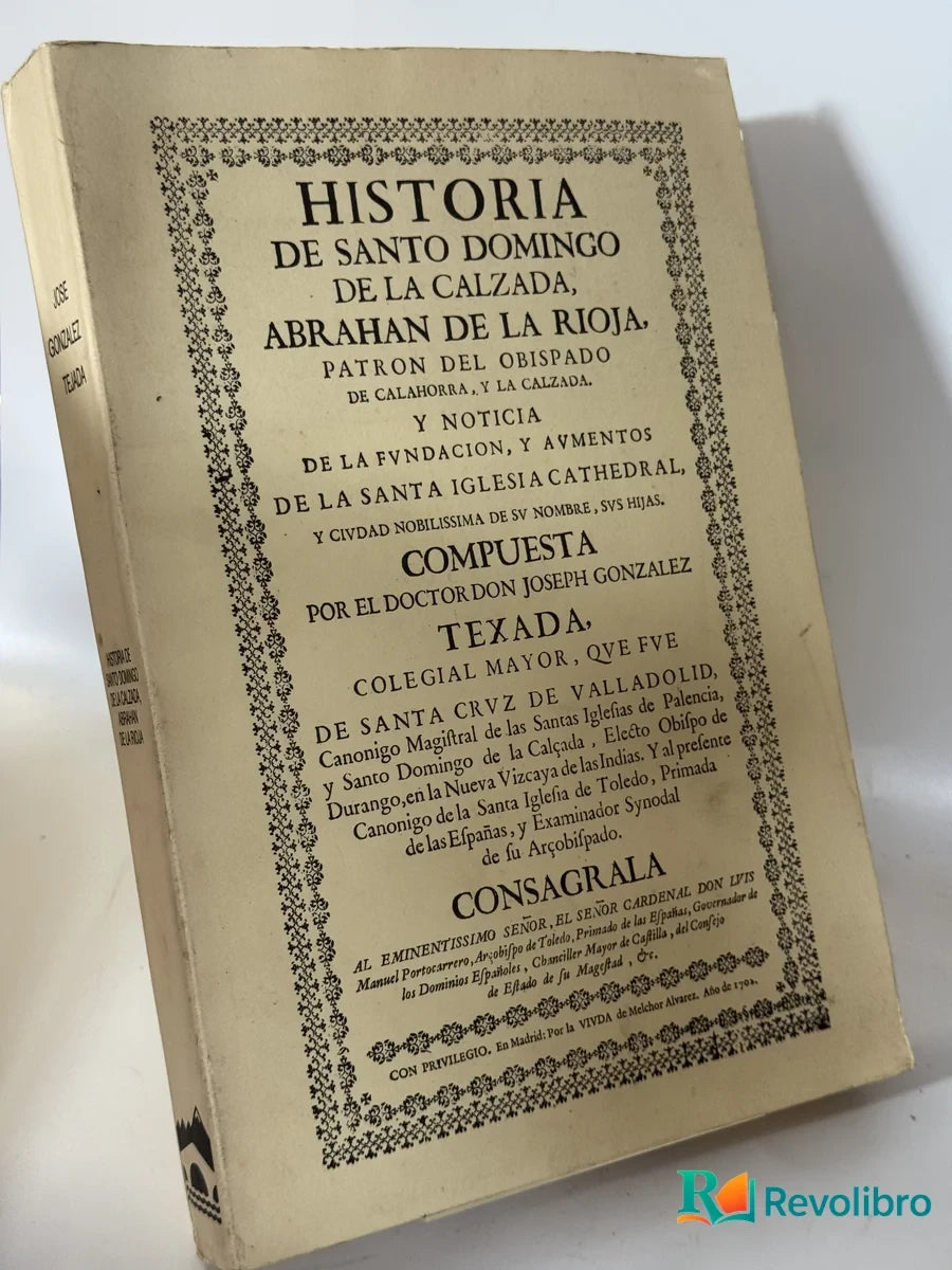 Portada de Historia de Santo Domingo de la Calzada, Abrahan De la Rioja de José González, libro de segunda mano