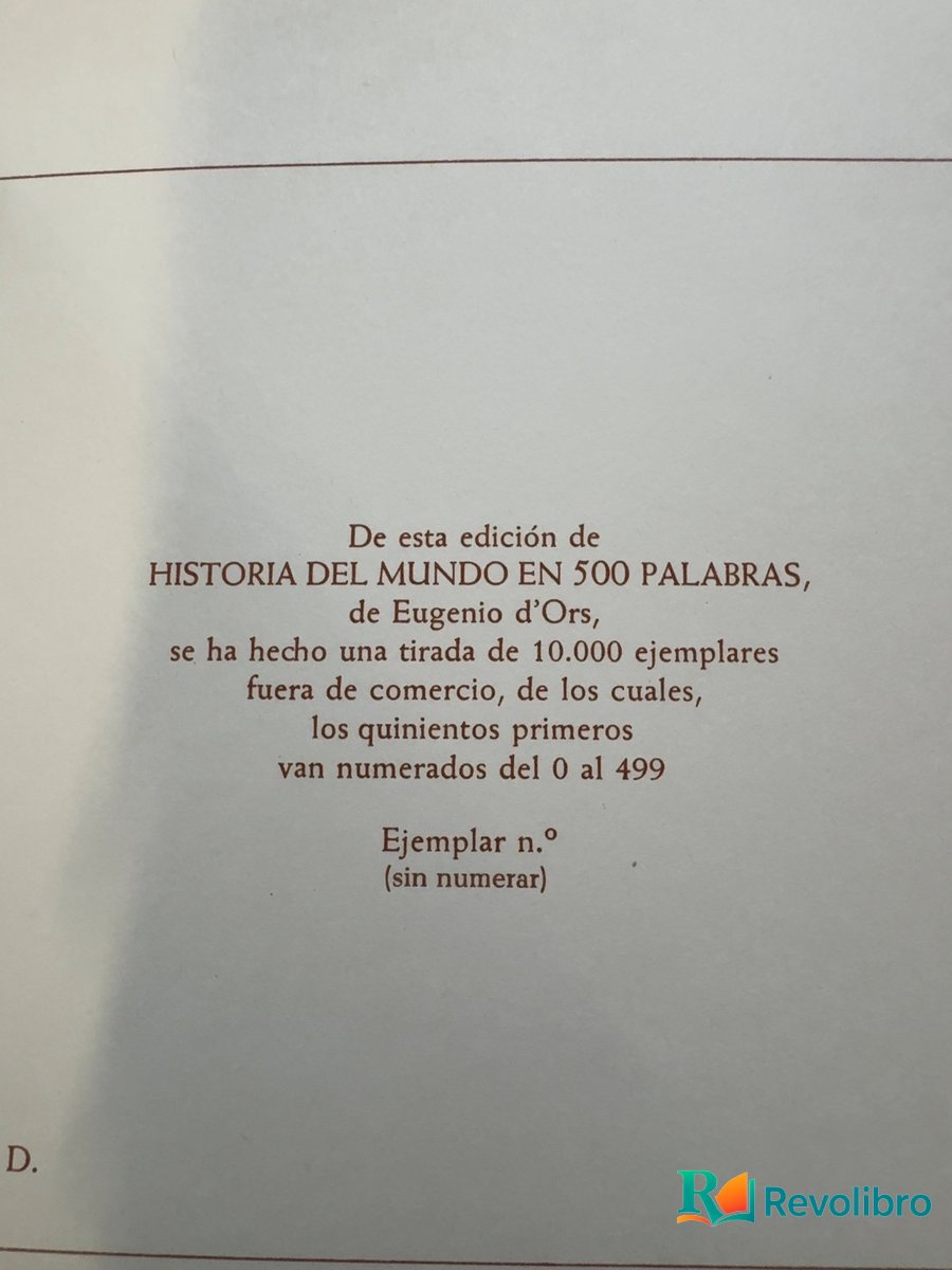 Foto 3 de Historia del mundo en 500 palabras - 1ª edición de Eugenio D'Ors, libro de segunda mano