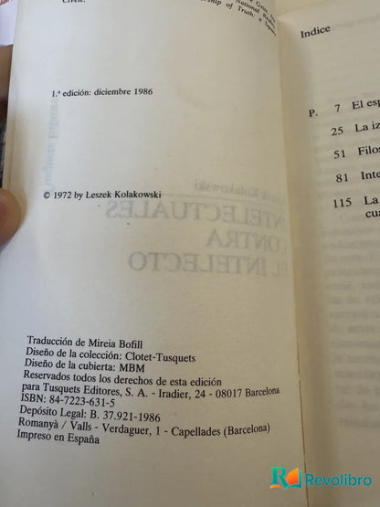 Foto 2 de Intelectuales contra el intelecto de Leszek Kolakowski, libro de segunda mano