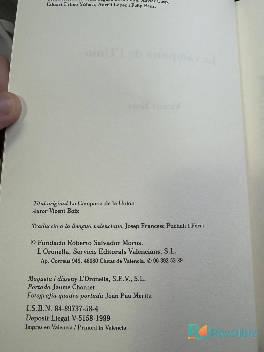 Foto 2 de La campana de l'Unio de Vicent Boix, libro de segunda mano