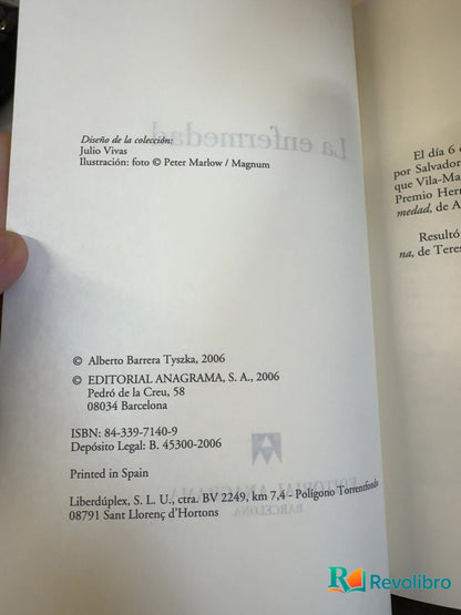 Foto 3 de La enfermedad - 1ª edición de Alberto Barrera Tyszka, libro de segunda mano