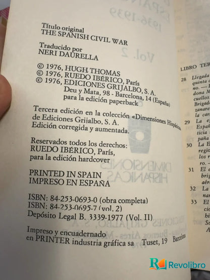 Foto 3 de La guerra civil española 2 de Hugh Thomas, libro de segunda mano