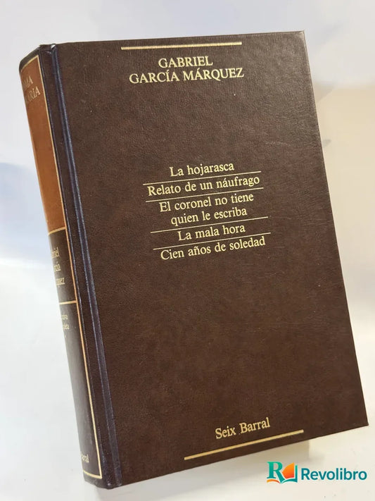 Portada de La hojarasca, Relato de un náufrago, El coronel no tiene quien le escriba, La mala hora, Cien años de soledad de Gabriel García Márquez, libro de segunda mano