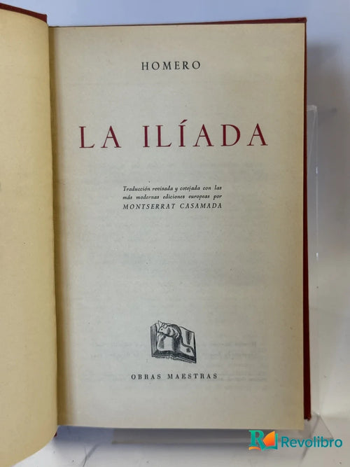 Portada de La Ilíada de Homero, libro de segunda mano