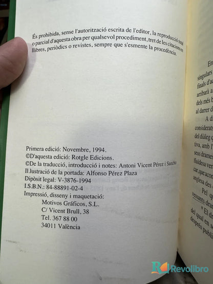 Foto 2 de La importància d'ésser Seriòs de Oscar Wilde, libro de segunda mano