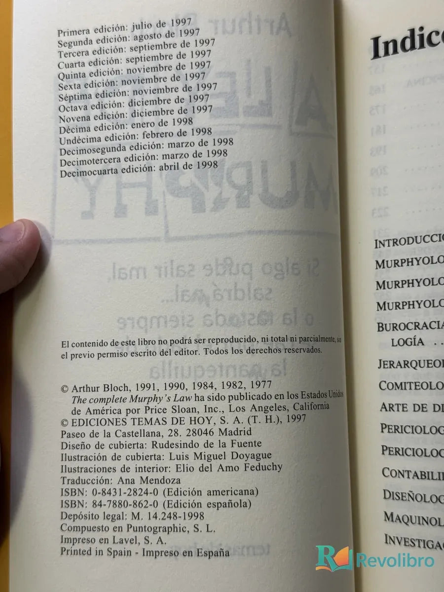 Foto 2 de La Ley de Murphy de Arthur Bloch, libro de segunda mano