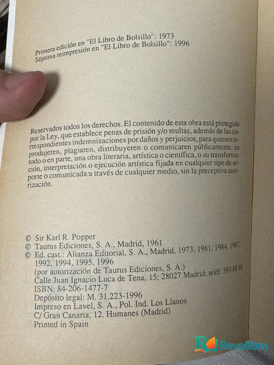 Foto 2 de La miseria del historicismo de Karl R. Popper, libro de segunda mano