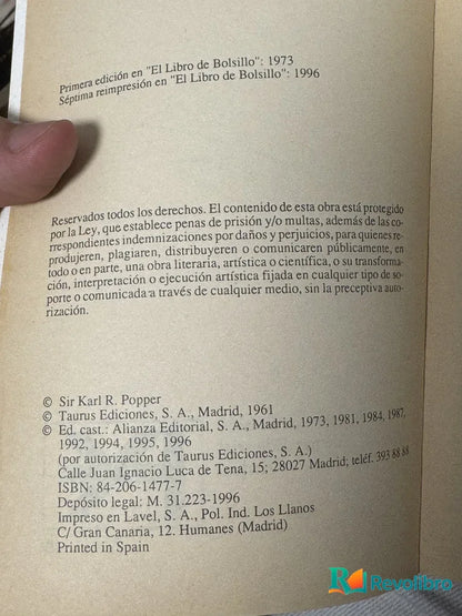 Foto 2 de La miseria del historicismo de Karl R. Popper, libro de segunda mano
