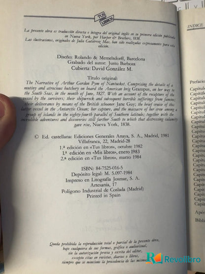 Foto 4 de La narración de A. Gordon Pym de Edgar Allan Poe, libro de segunda mano