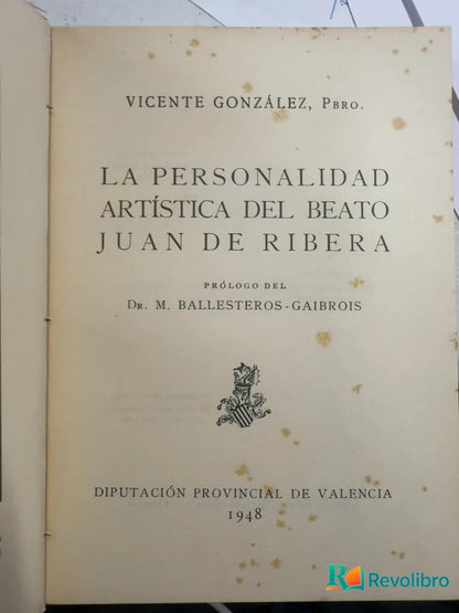 Foto 4 de La personalidad artística del Beato Juan de Ribera de Vicente González, libro de segunda mano