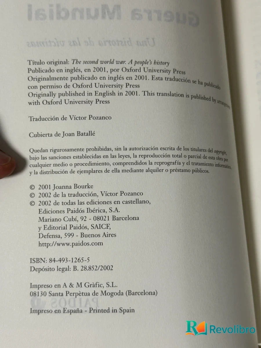 Foto 2 de La Segunda Guerra Mundial de Joanna Bourke, libro de segunda mano