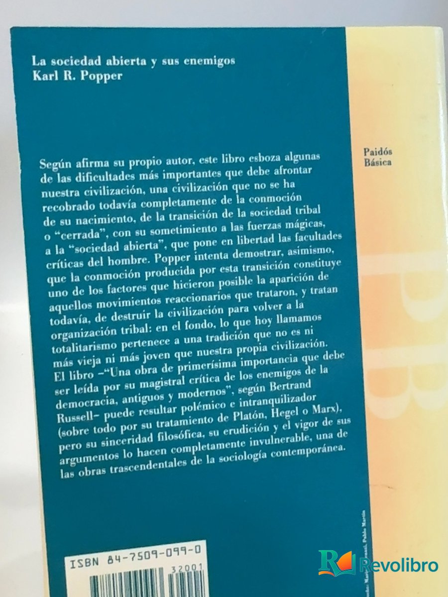 Foto 4 de La sociedad abierta y sus enemigos de Karl R. Popper, libro de segunda mano