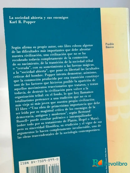 Foto 4 de La sociedad abierta y sus enemigos de Karl R. Popper, libro de segunda mano