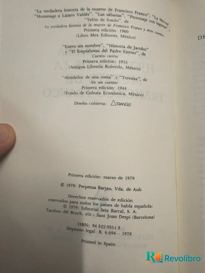 Foto 3 de La verdadera historia de la muerte de Francisco Franco - 1ª edición de Max Aub, libro de segunda mano