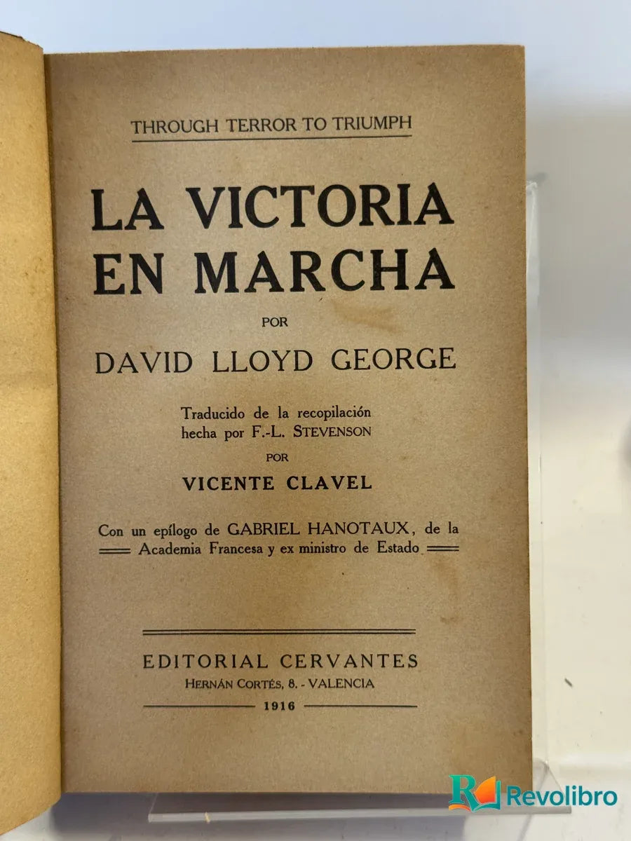 Portada de La Victoria en Marcha de David Lloyd George, libro de segunda mano
