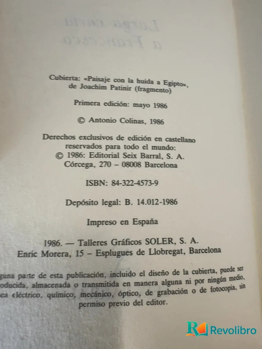 Foto 3 de Larga carta a Francesca - 1ª edición de Antonio Colinas, libro de segunda mano