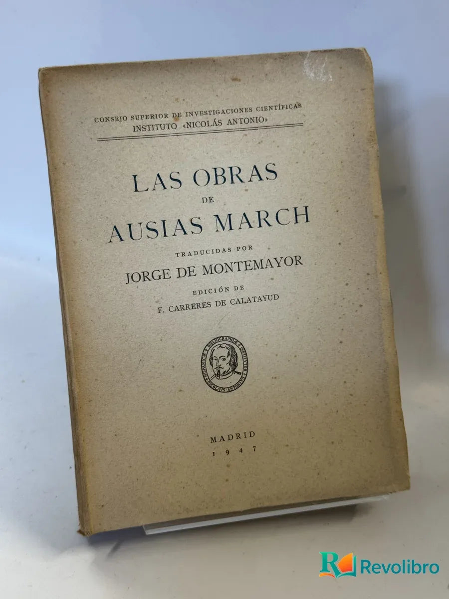 Portada de Las Obras de Ausias March de Jorge de Montemayor, libro de segunda mano