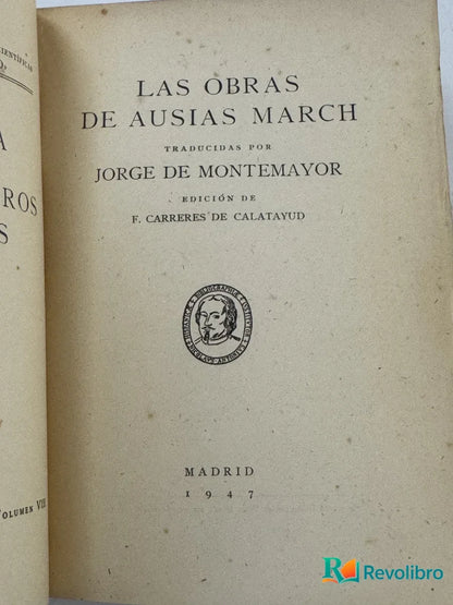 Foto 2 de Las Obras de Ausias March de Jorge de Montemayor, libro de segunda mano