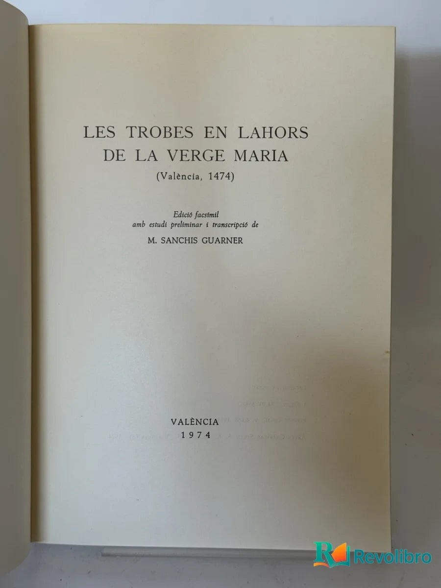 Foto 2 de Les Trobes en Lahors de la Verge Maria de M. Sanchis Guarner, libro de segunda mano