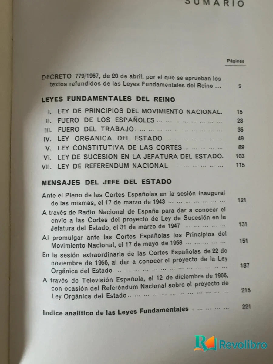 Foto 4 de Leyes Fundamentales del Reino de no disponible, libro de segunda mano