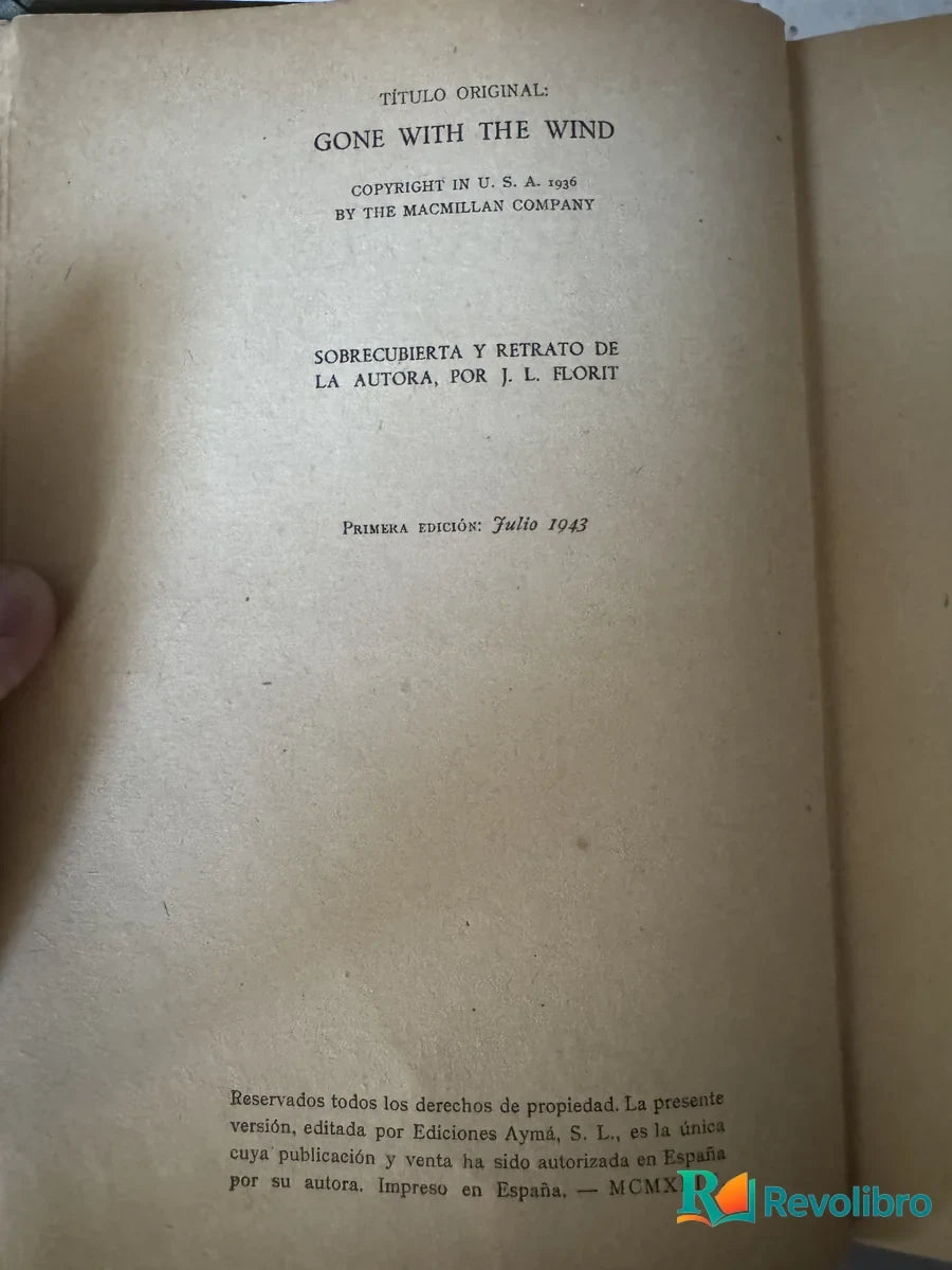 Foto 2 de Lo Que el Viento se Llevo de Margaret Mitchell, libro de segunda mano