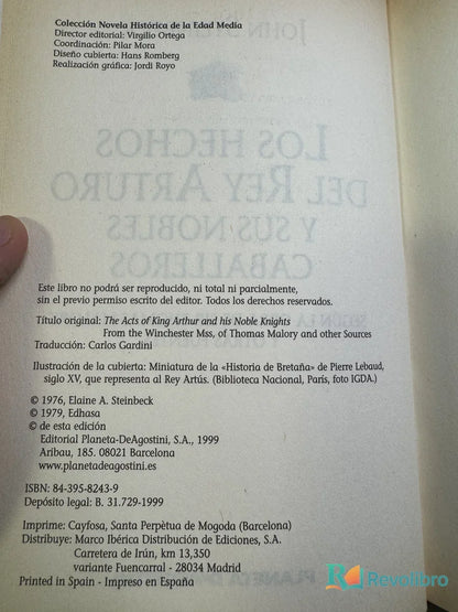 Foto 2 de Los Hechos del Rey Arturo de John Steinbeck, libro de segunda mano