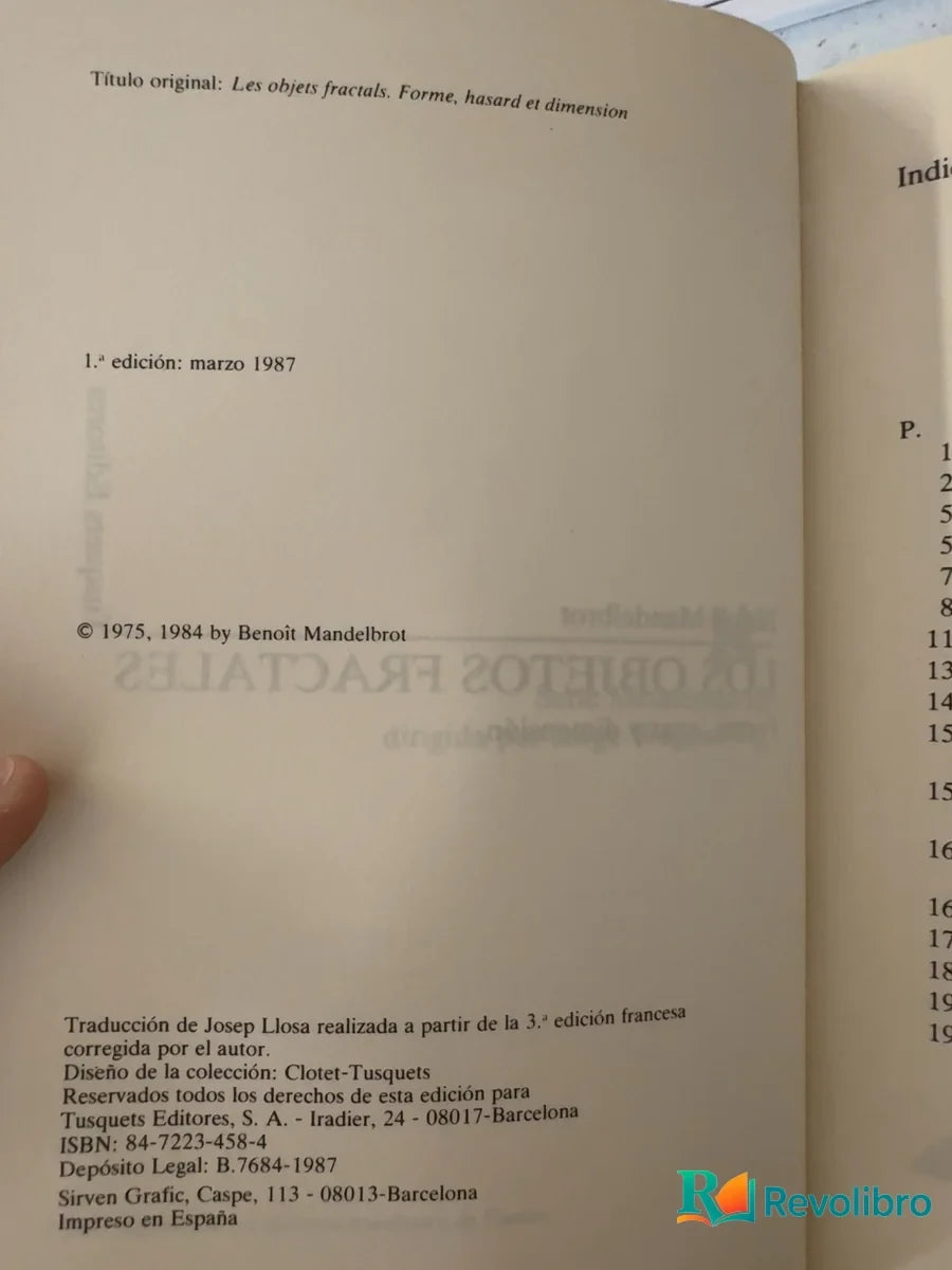 Foto 3 de Los objetos fractales - 1ª edición de Benoît Mandelbrot, libro de segunda mano