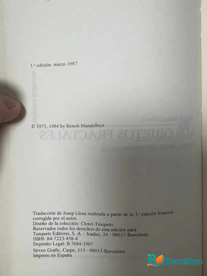 Foto 2 de Los Objetos Fractales de Benoît Mandelbrot, libro de segunda mano
