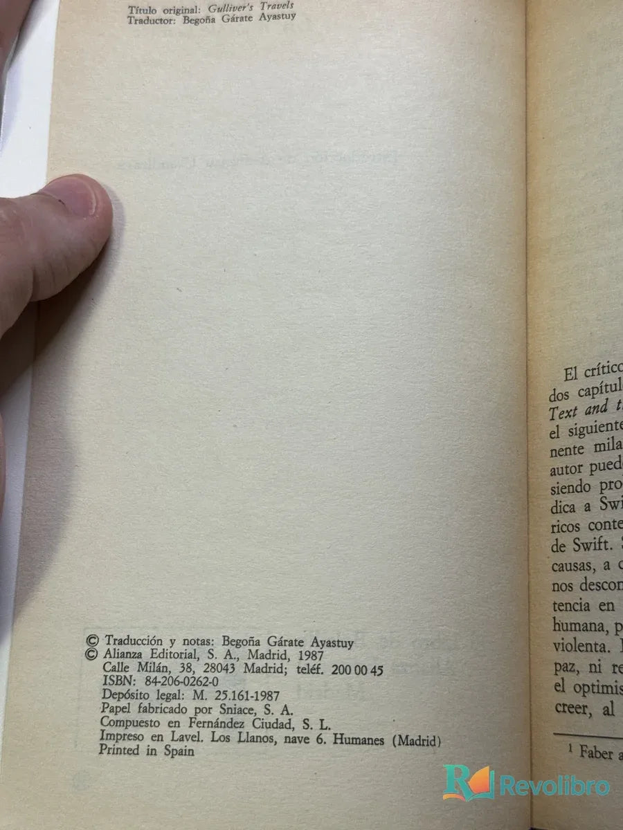 Foto 2 de Los Viajes de Gulliver de Jonathan Swift, libro de segunda mano