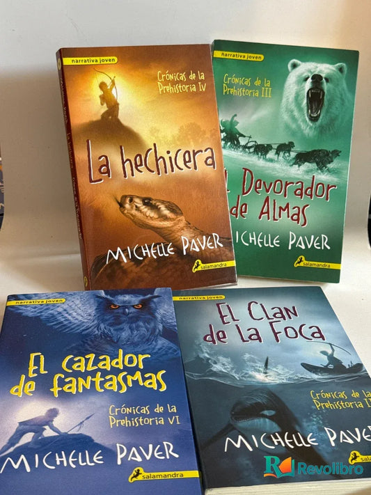 Portada de Lote Crónicas de la Prehistoria 4 libros de Michelle Paver, libro de segunda mano