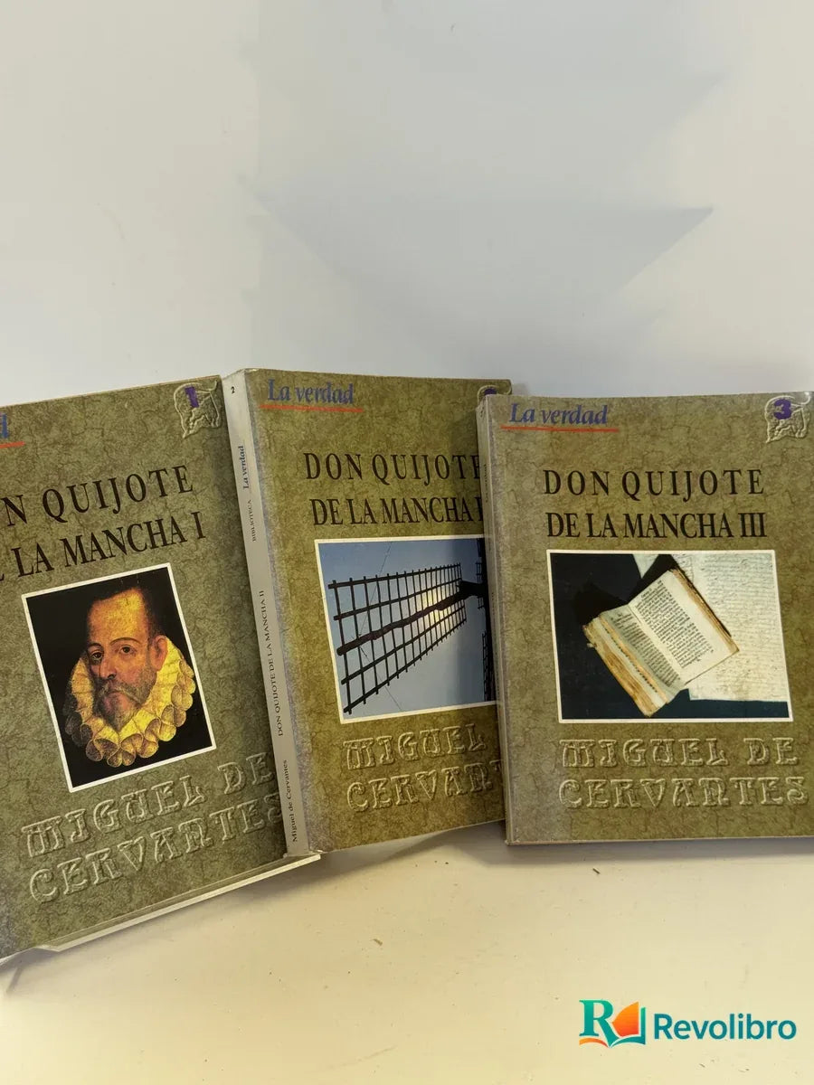 Portada de Lote Don Quijote de la Mancha 3 tomos de Miguel de Cervantes, libro de segunda mano