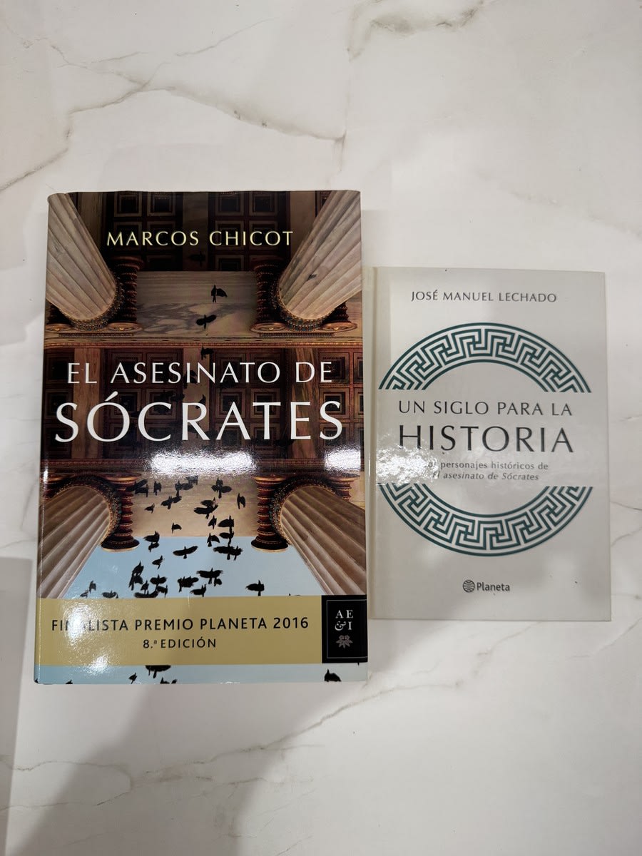 Portada de Lote: El asesinato de Sócrates + Un siglo ... - Marcos Chicot y José Manuel Lech de Marcos Chicot, libro de segunda mano